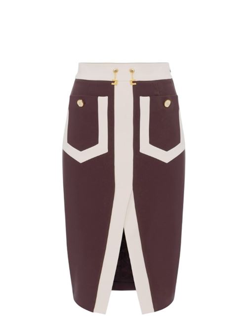 Gonna color-block in doppio crêpe stretch ELISABETTA FRANCHI | GOT0156E2.EH8